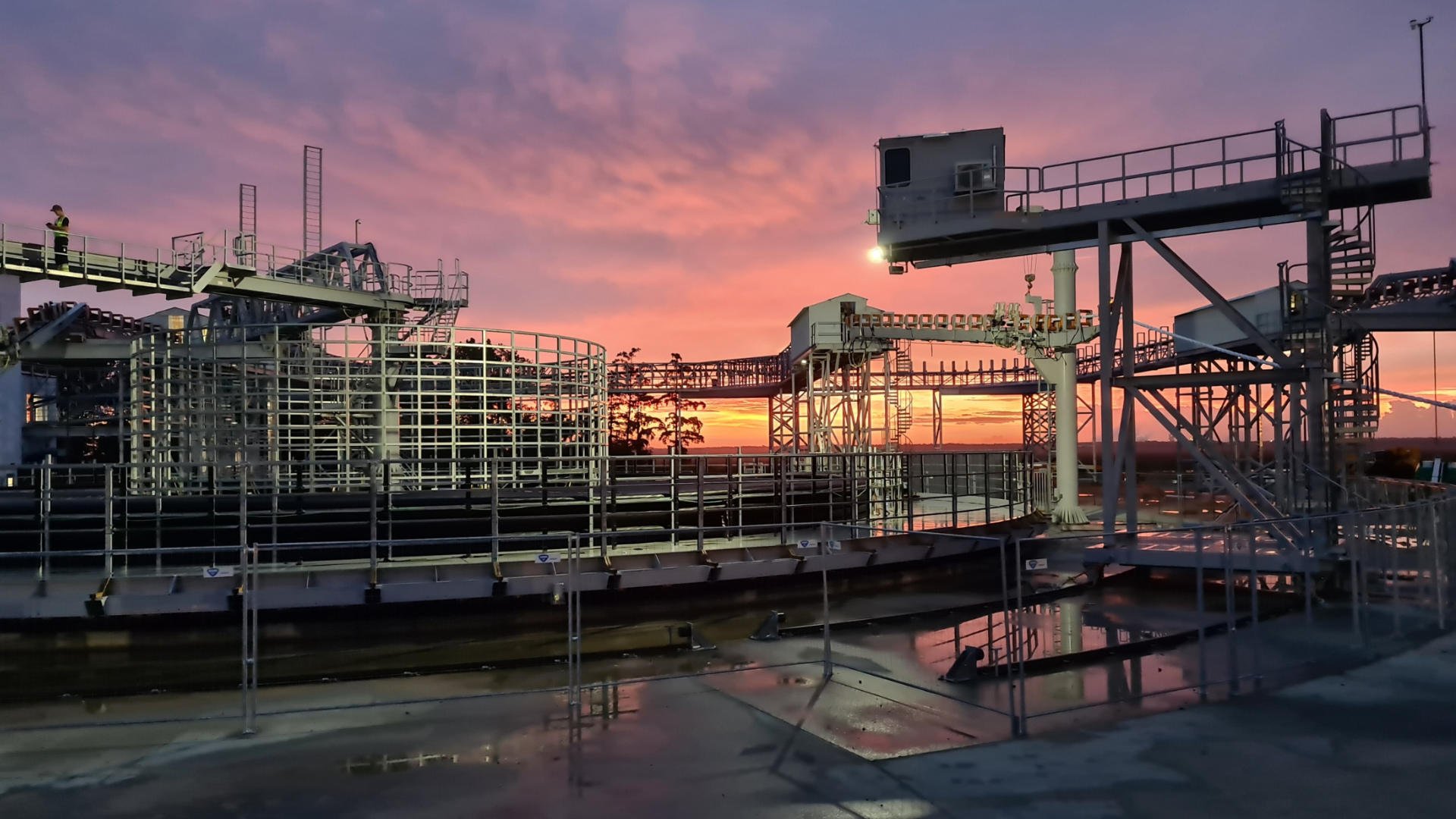A cable carousel in sunset